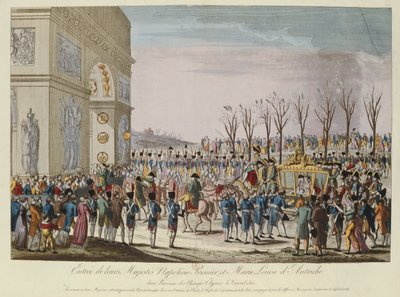 The Entrance of Emperor Napoleon I and Empress Marie Louise of Austria onto the Champs-Elysees, 2nd April 1810 by French School